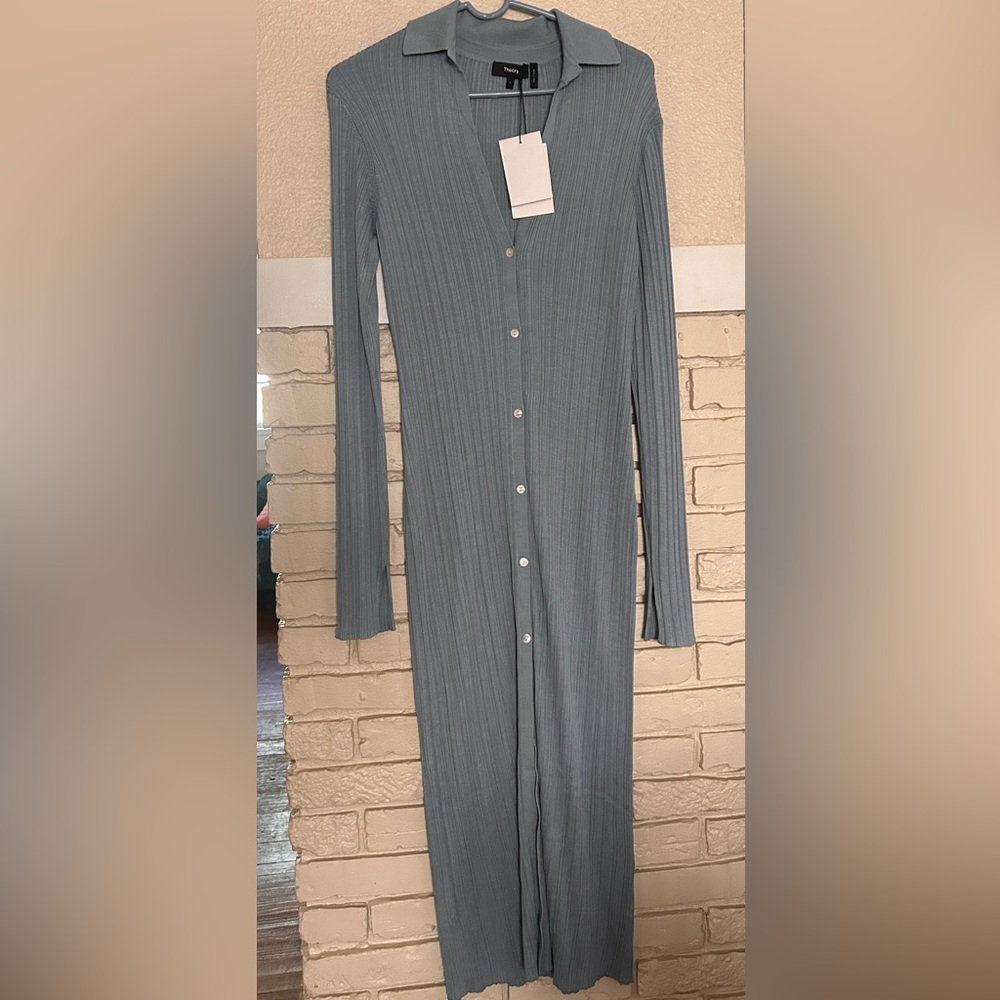Theory ribbed cardigan (BLUE)